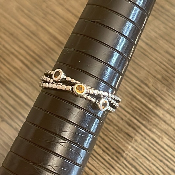 Sterling Silver Crossover Cable Ring with Topaz Gems Approx Size 9 3/4 - Picture 10 of 16